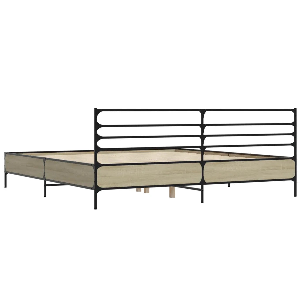 Giroletto-Struttura Letto Rovere Sonoma 200x200 cm Legno Multistrato e Metallo 356917