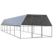 Pollaio recinto per polli da esterno 3 x 12 x 2 m acciaio zincato argento 02_0044001