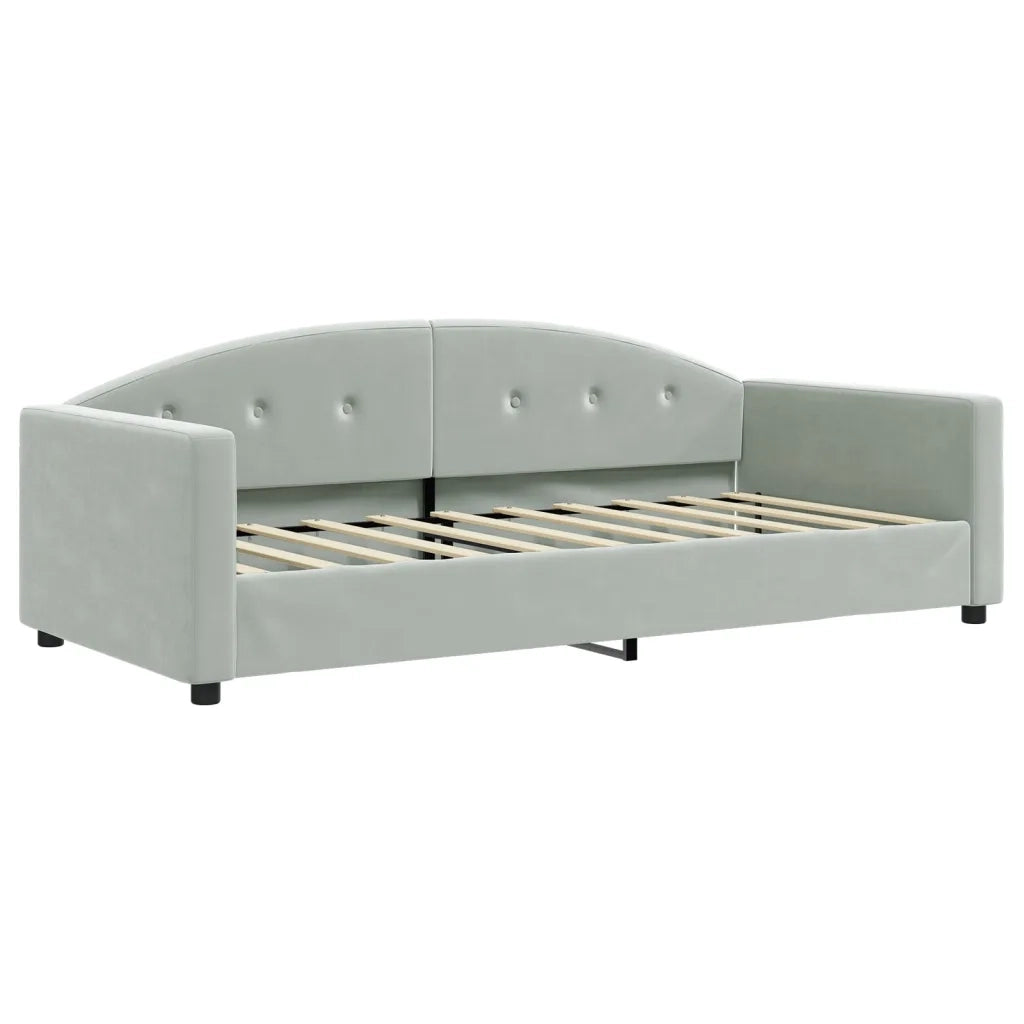 Divano Letto con Materasso Grigio Chiaro 90x190 cm in Velluto