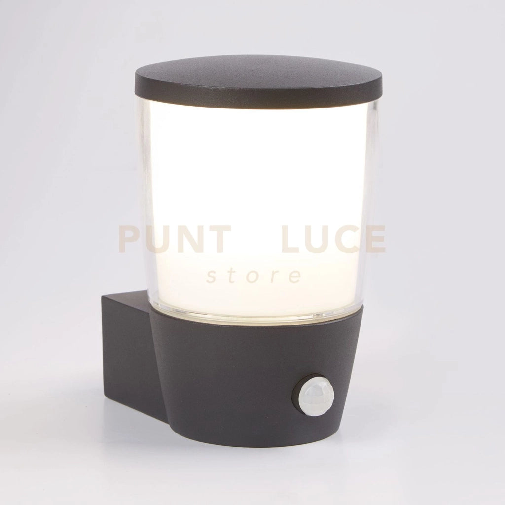Applique Tucson - Metallo grigio, policarbonato bianco e trasparente