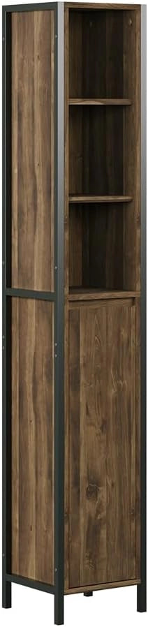 Specchio contenitore bagno Naola, Quercia/nero, 62.2 x 62.5 cm con 1 porta a specchio, per la conservazione di articoli da bagno e asciugamani