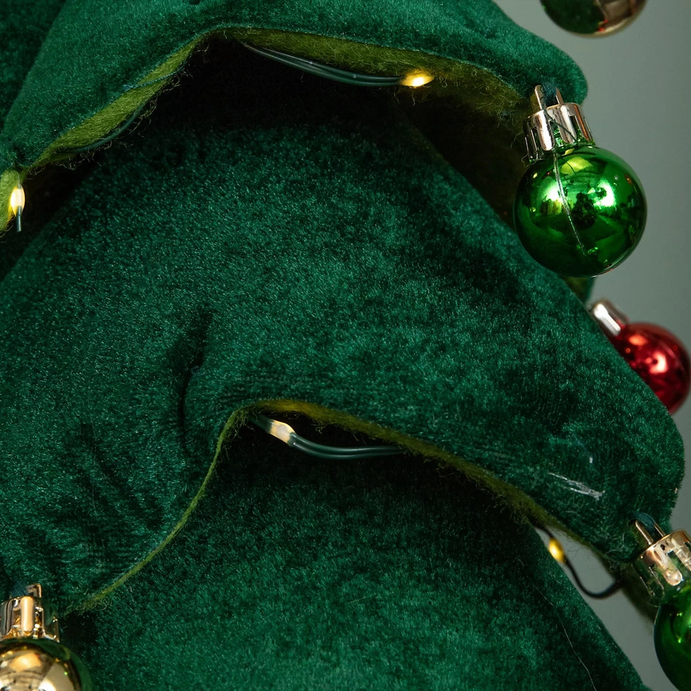 Albero di Natale Pieghevole 80 cm in Velluto Decoro Addobbo Vetrine Casa Negozi