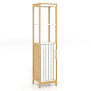 Mobiletto stretto per bagno a colonna 30 x 30 x 129 cm contenitore personalizzato effetto naturale bambù bianco 20_0021093