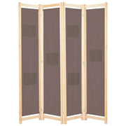 Divisorio a 4 Pannelli Marrone 160x170x4 cm in Tessuto  cod mxl 66259
