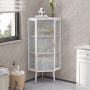 Mobile angolare da bagno in metallo e vetro temperato 56x42;5x110 cm bianco