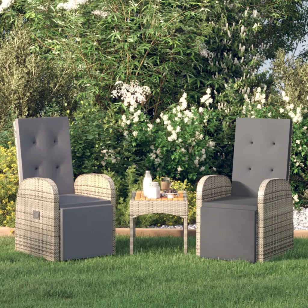 Sedie Reclinabili da Giardino con Cuscini 2 pz | Sedie da Esterno Grigio Polyrattan