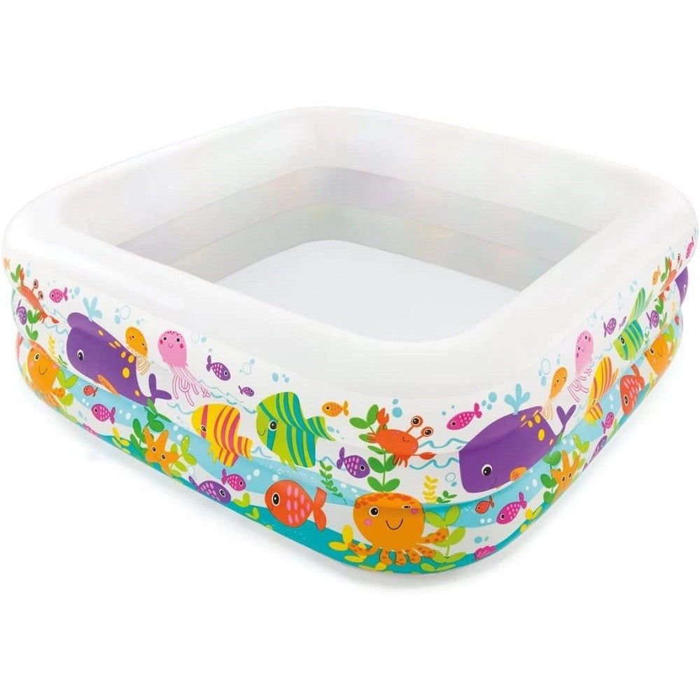 Trade Shop - Piscina Acquario Quadrata 159x159x50 Cm Per Bambini 3+ Anni 340 Lt Estate 57471 -