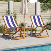 Sedie da Spiaggia Pieghevoli 2 pz Blu e Bianco Tessuto e Legno 3214501