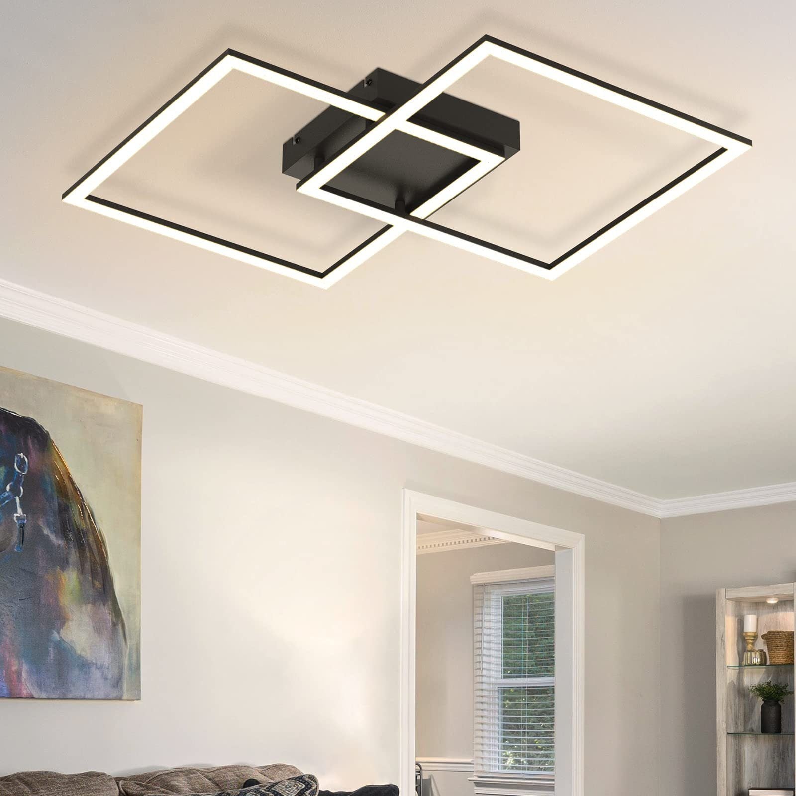 ZMH Lampada da soffitto moderna a LED in cristallo quadrato 2 luci dimmerabili con telecomando 52 W