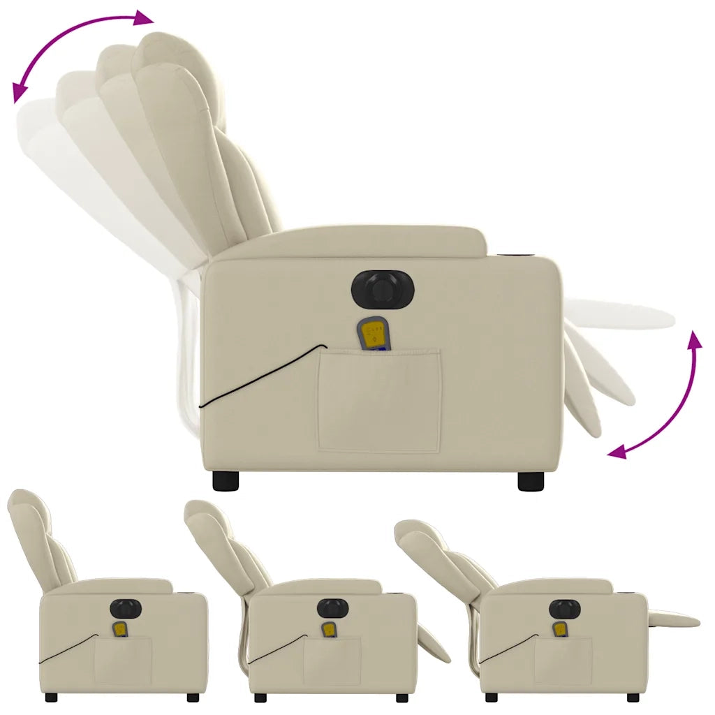 Poltrona Massaggiante Elettrica Reclinabile Crema Similpelle 3204538