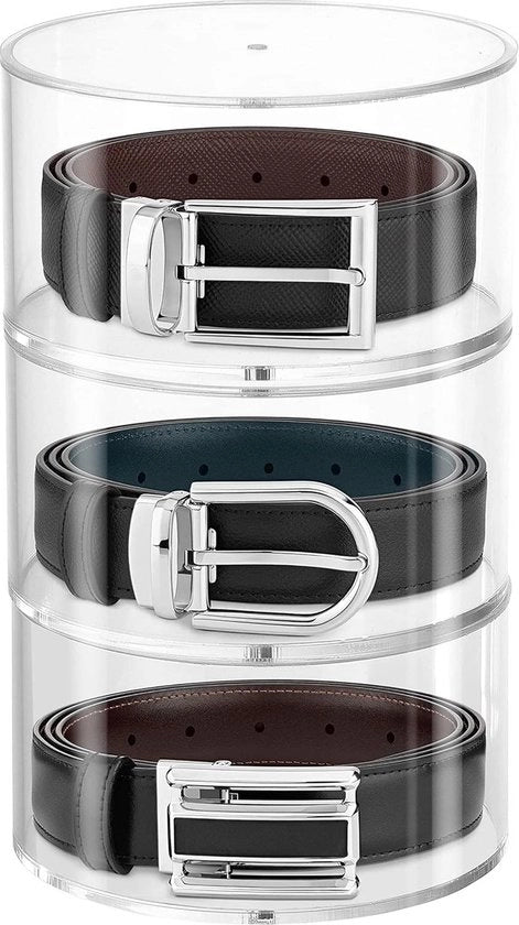 Organizzatore trasparente a 3 cassetti con cerniere magnetiche - Cassaforte in plastica stivabile per cinture, gioielli, orologi e trucco