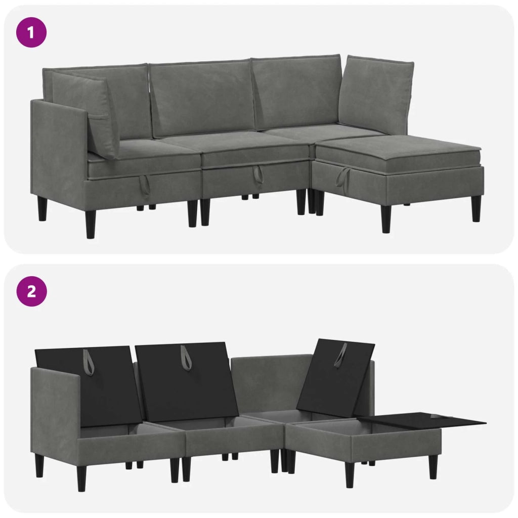 Set di mobili per il soggiorno 4 pcs Grigio Scuro Velluto 3413735