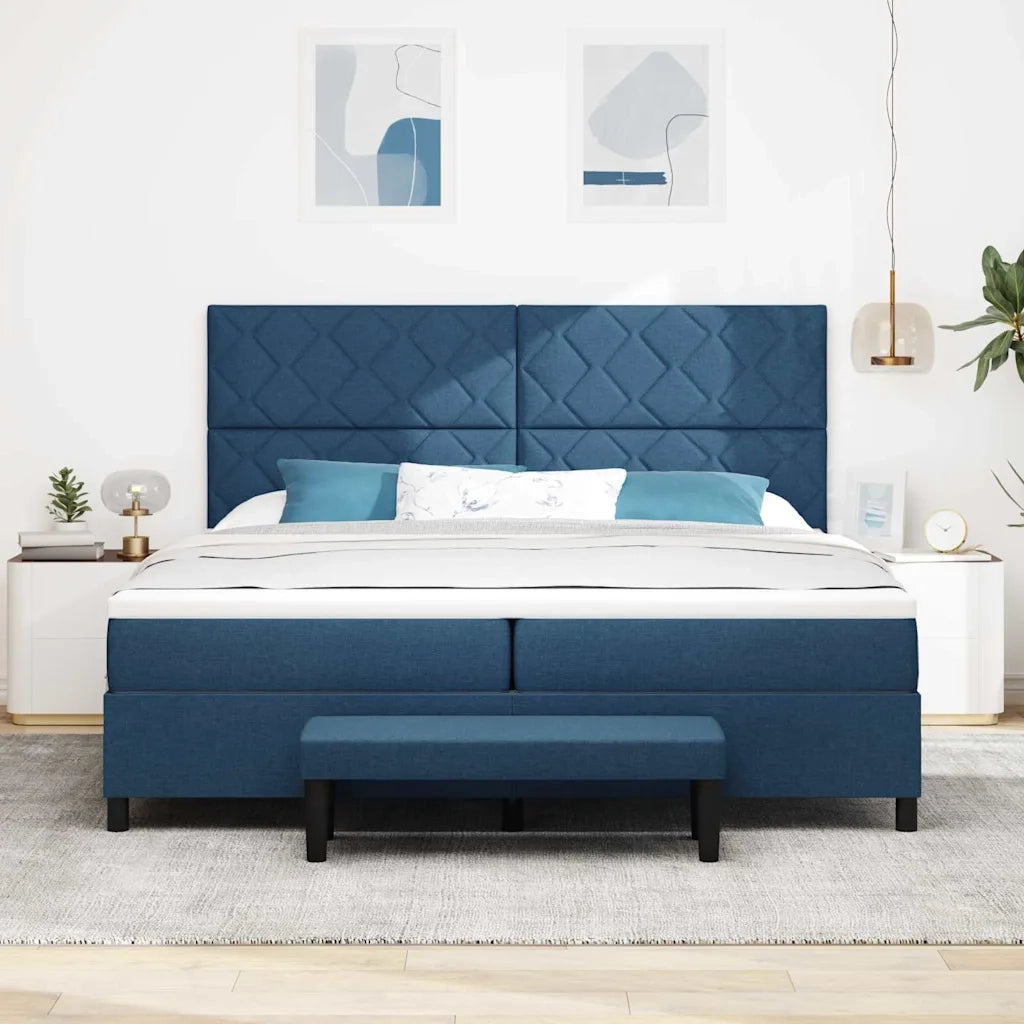 Letto a molle con materasso Blu 200 x 200 cm Tessuto