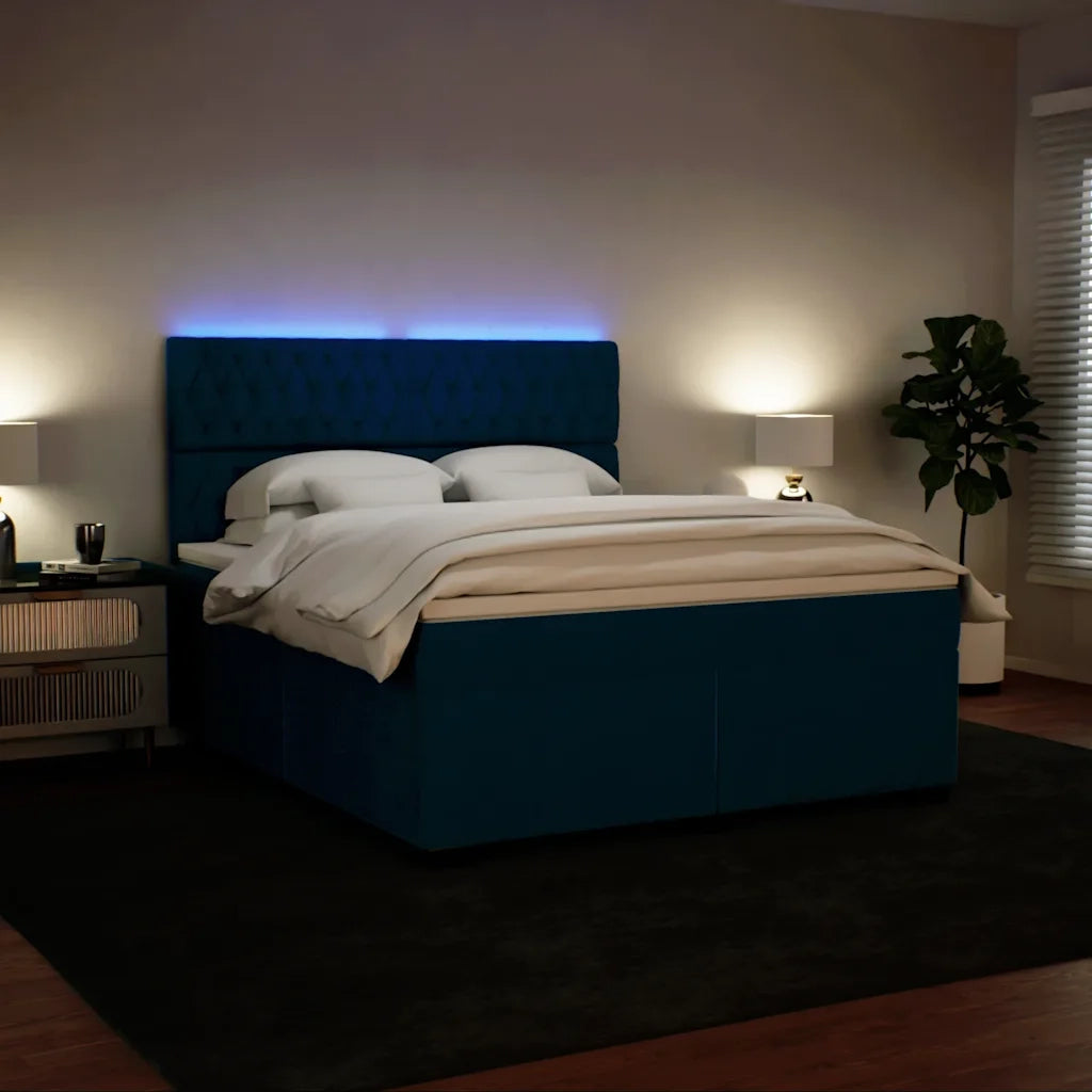 Giroletto a Molle con Materasso Blu 180x200 cm in Velluto 3293288