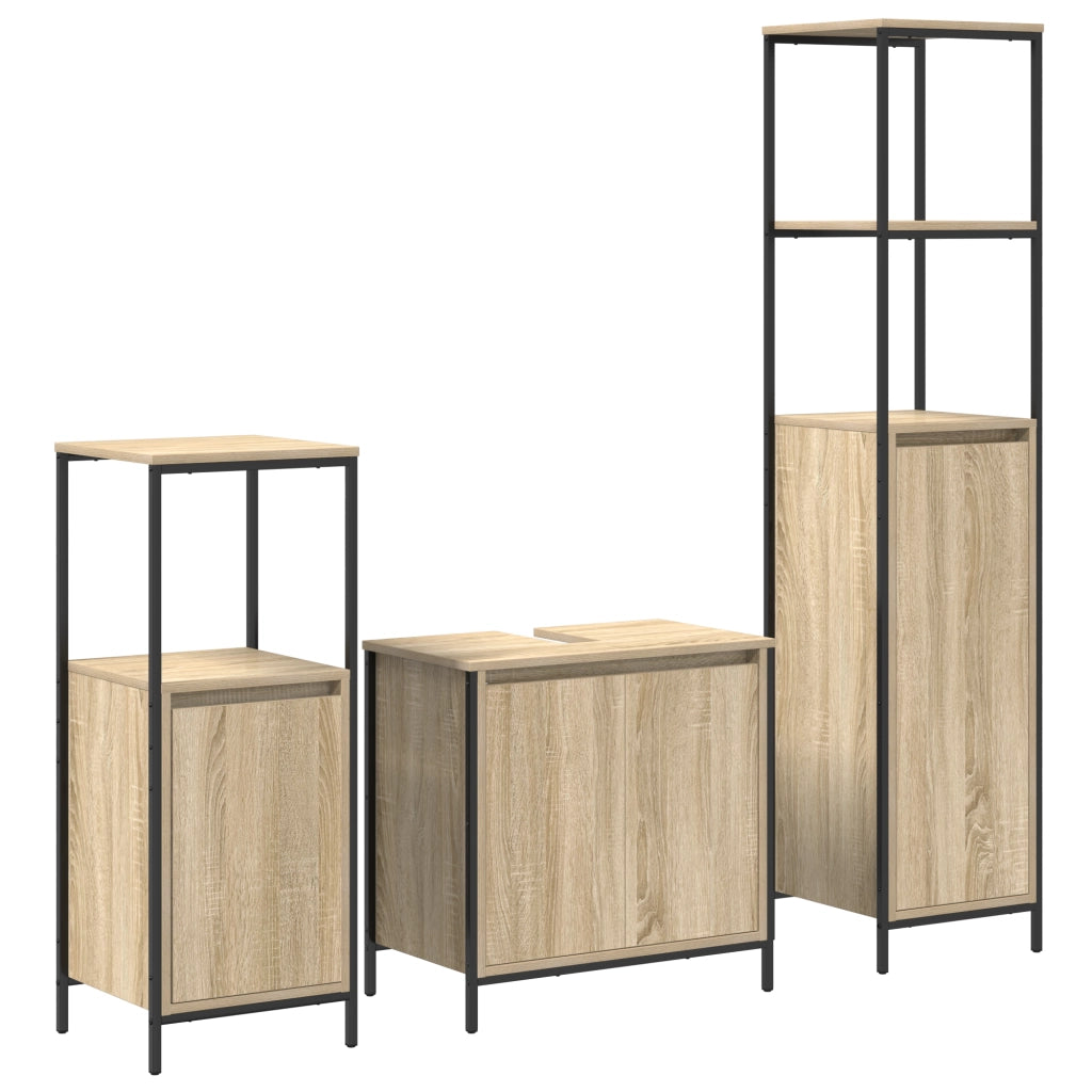 Set di Mobili da Bagno in Rovere Sonoma Legno Ingegnerizzato
