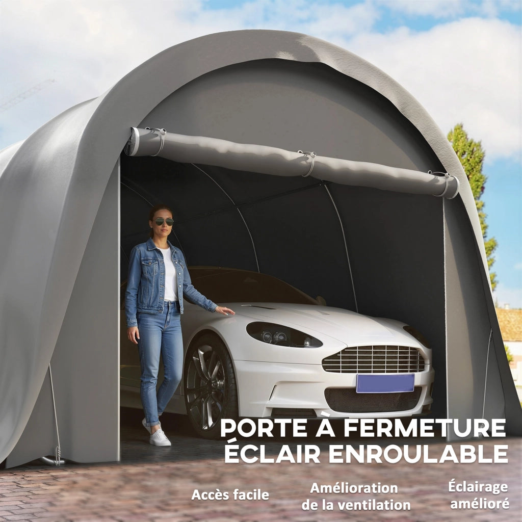 Tenda da garage per auto 3.6x7.2 m con pareti laterali rimovibili ¨C zephmum ¨C grigio scuro