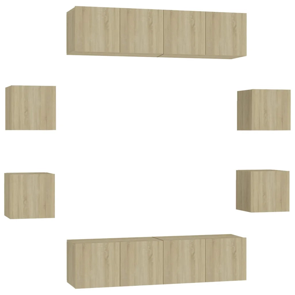 Set Porta TV 8 pz Rovere Sonoma in Truciolato  cod mxl 17356