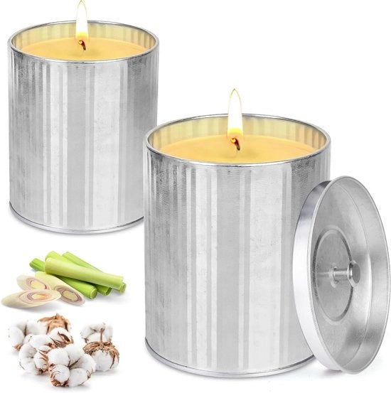 Candela a citronella per esterno con coperchio di olio di soia e olio di citronella - durata della fiamma 100-120 ore - ideale per giardino, campeggio, barbecue e vacanza - scontato per l'estate
