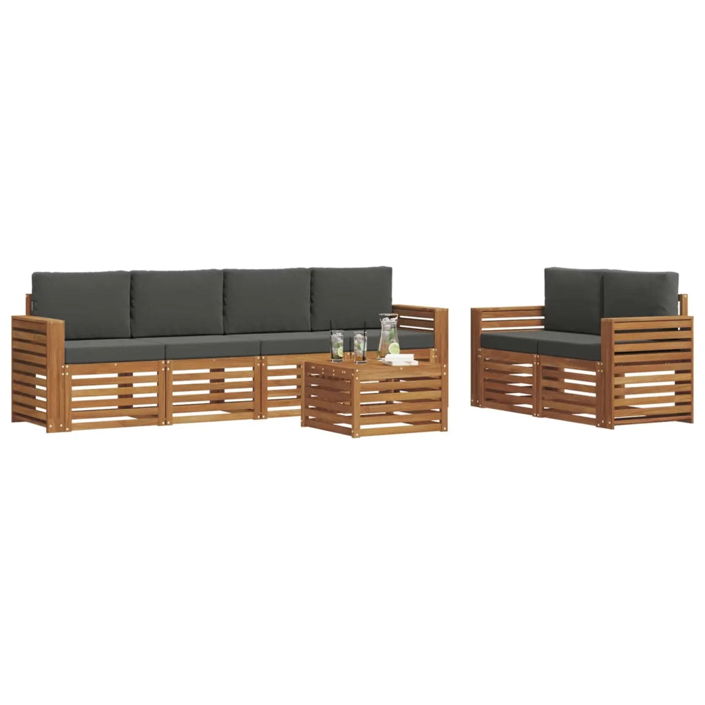 Set di divani da esterno con cuscino 7 pcs Naturale e Antracite