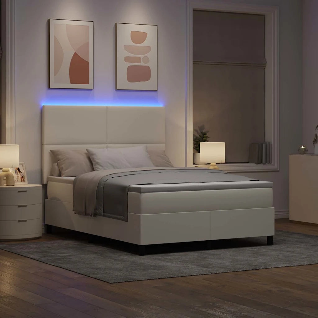 Letto a Sorgente LED con testiera Crema e Bianco 160 x 200 cm 3337653