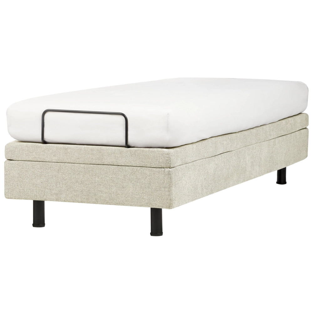 Letto elettrico matrimoniale tessuto beige regolabile con telecomando senza testiera 80x200 cm stile moderno