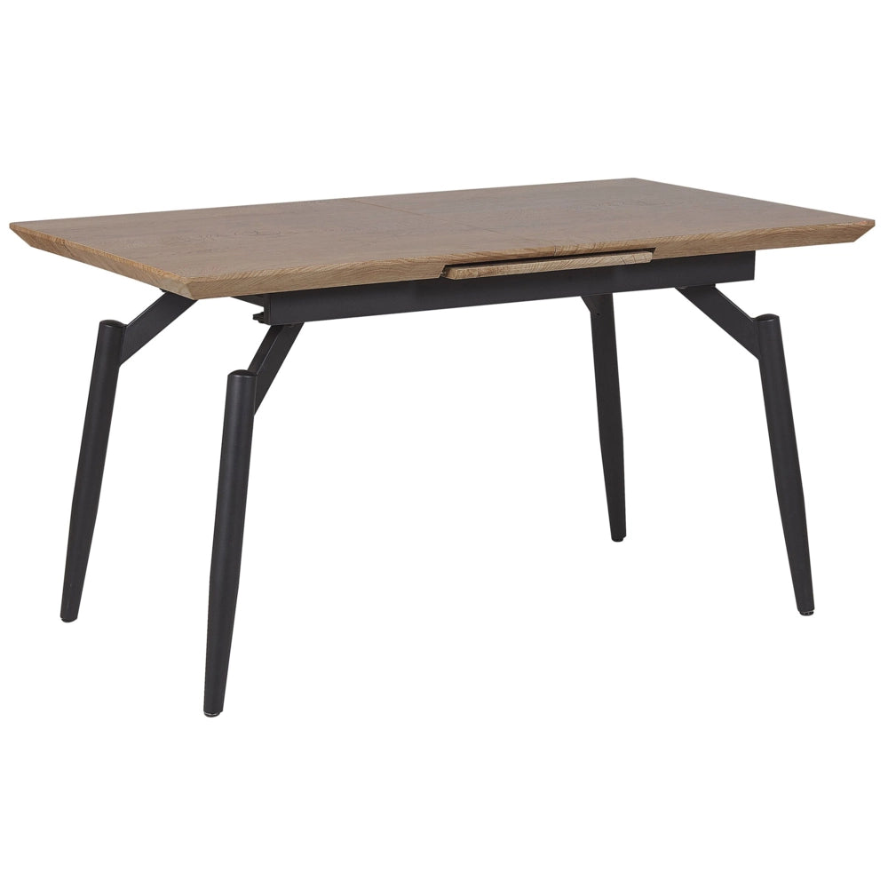 Tavolo da pranzo allungabile con piano in MDF in legno scuro con gambe nere in metallo Tavolo da cucina moderno