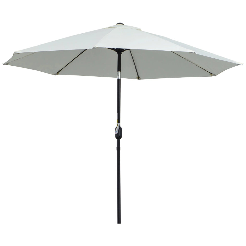 Ombrellone Rotondo e Regolabile Ø265x240 cm in Poliestere Metallo e Fibra di Vetro Crema