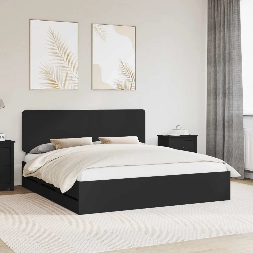 Struttura del letto Nero 200 x 200 cm Legno Ingegnerizzato