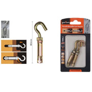 Trade Shop - Set 2 Pz Tasselli Metallici Con Gancio Bulloni M6x80mm Accessori Minuteria 91044 -