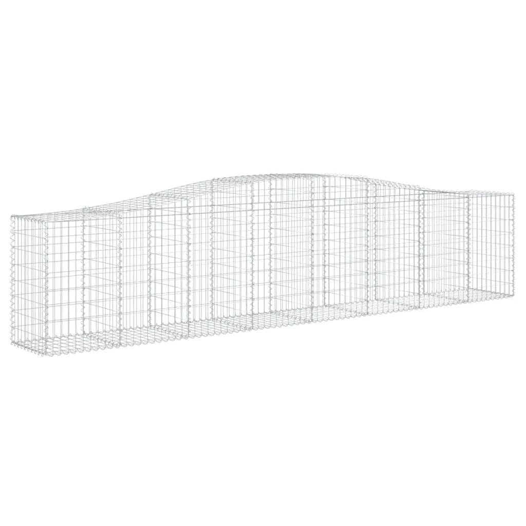 Cestini gabbioni recinzione a gabbia muro di contenimento ad arco 25 pezzi 400 x 50 x 80/100 cm ferro zincato argento 02_0040724
