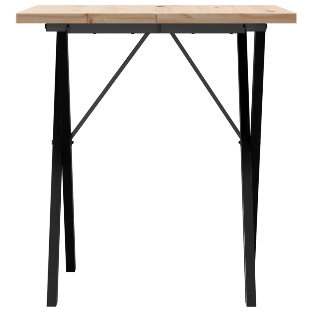 Tavolo da Pranzo Telaio a X 70x70x75,5 cm Legno Pino e Acciaio