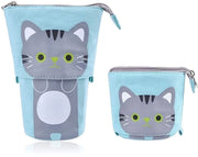 Etui 2-in-1 con cerniera, astuccio e tappeto per penna, astuccio per ragazze, astuccio verticale, astuccio telescopico, tappeto per penna per ragazze e studentesse