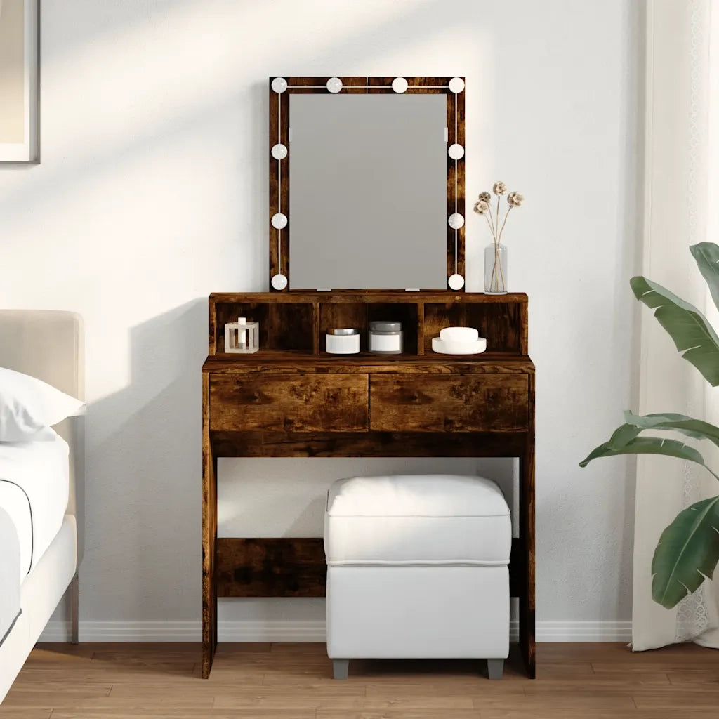 vidaXL Toeletta con LED Rovere Fumo 80x41x144,5 cm