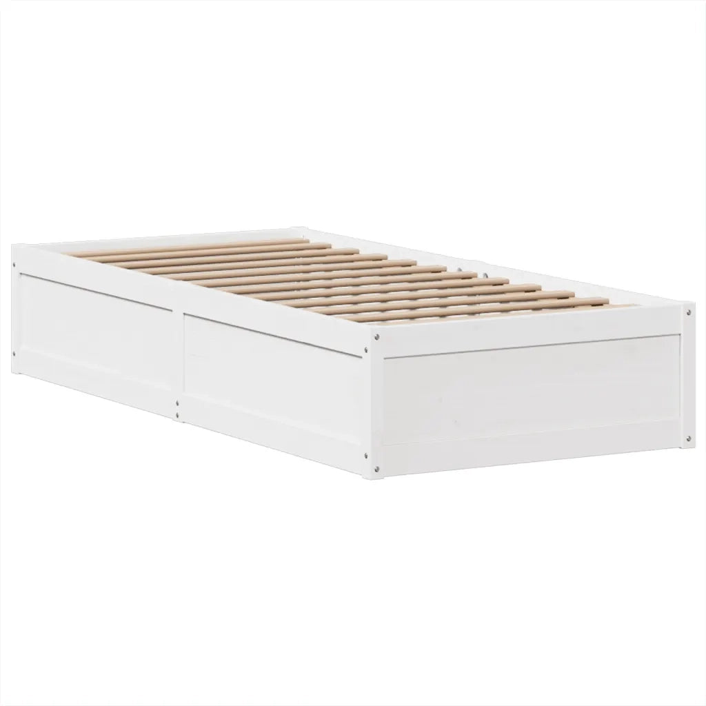 Letto singolo | Letto per adulti | Giroletto senza Materasso Bianco 90x200 cm Legno Massello Pino