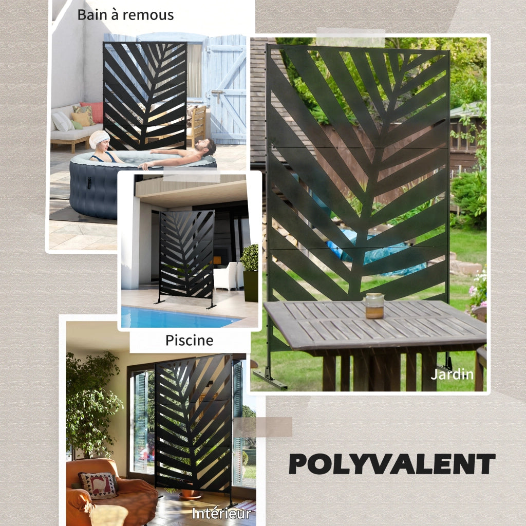 Paravent decorativo per giardino e balcone ¨C zephmum ¨C 122x45x198 cm nero in acciaio