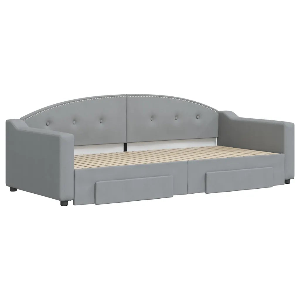 Divano letto | Sof¨¤ letto | Letto singolo Estraibile Cassetti Grigio Chiaro 90x200cm Tessuto