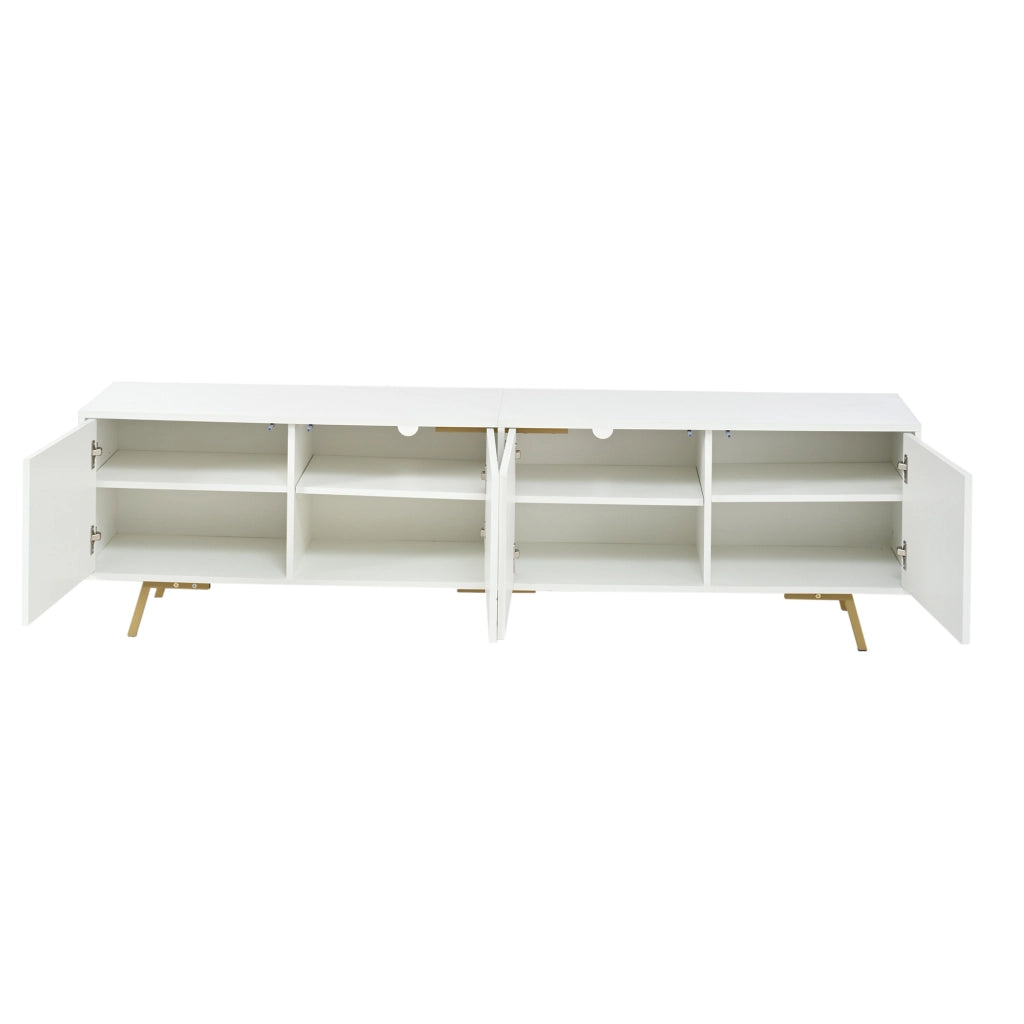 Mobile TV Soggiorno ¨C MINIMAL ¨C Bianco/Oro, 4 Ante, 5 Gambe in Metallo, 190x40x51,5 cm