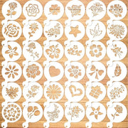 Stencili per Torta 36 pezzi - Modelli per Torta - Attrezzatura per Torta - Stencil di Plastica - Decorazione - Fiori/Foglie Design - Stampi per Torta