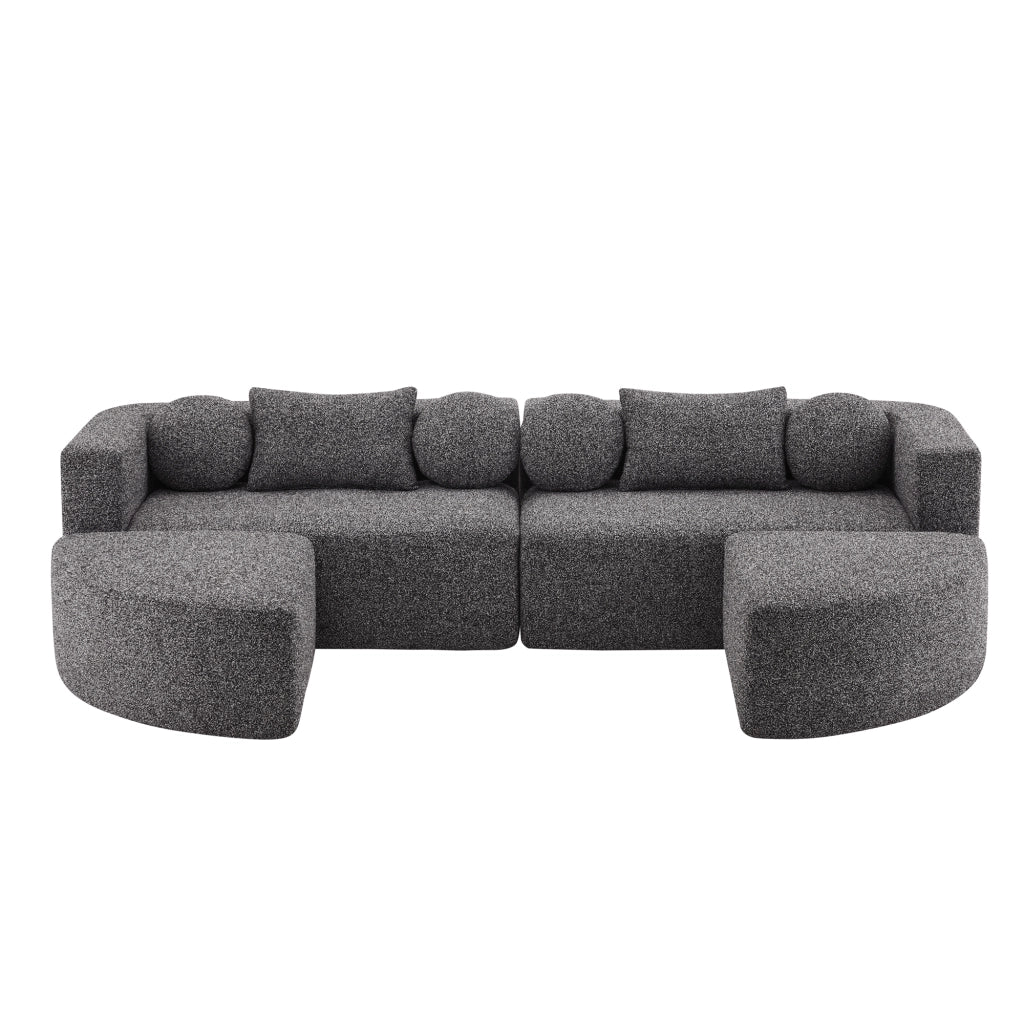 Divano letto modulare - con funzione letto e struttura componibile - in chenille - nero