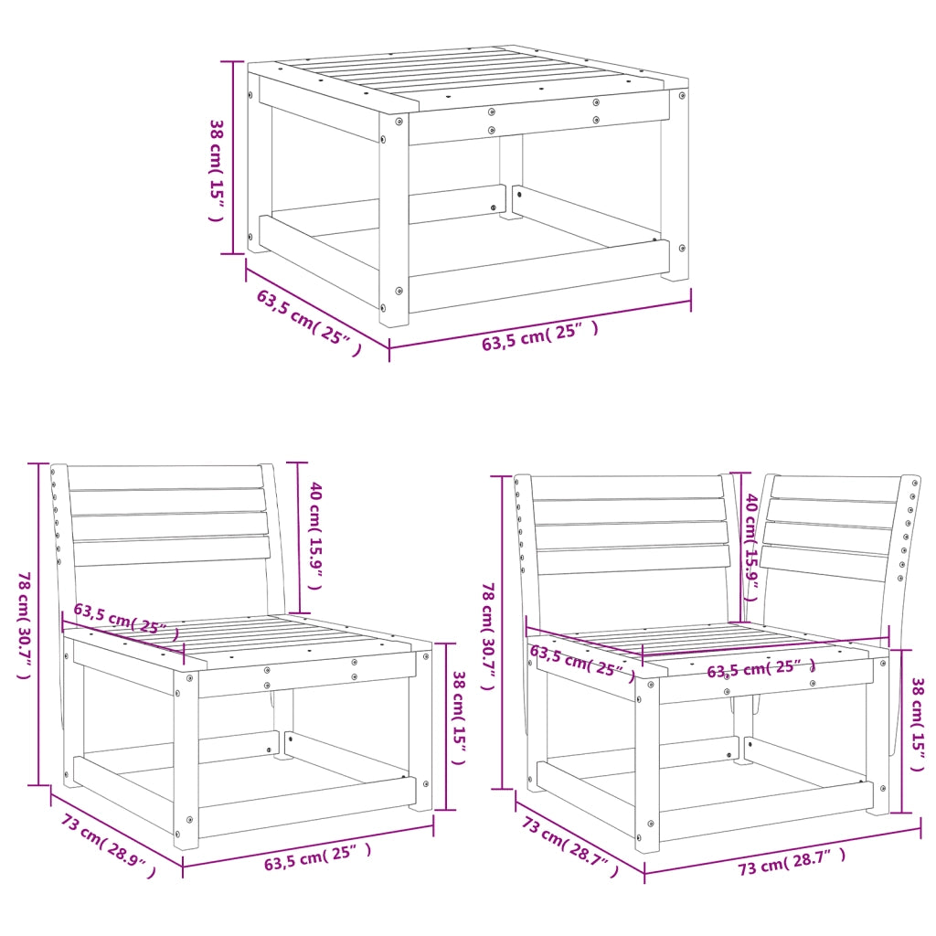 Set Salotto da Giardino 4 pz in Legno Massello di Douglas 3216908