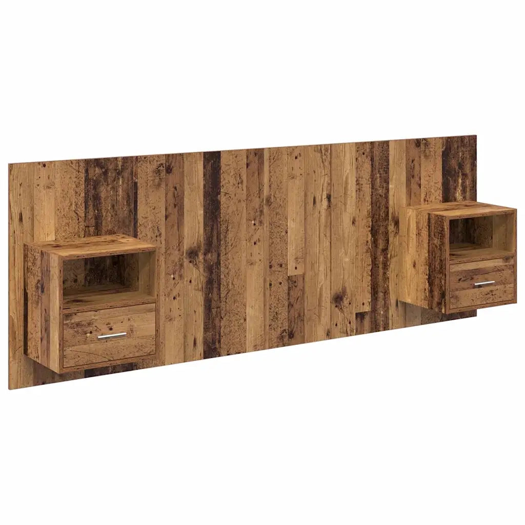 Testata con Comodino 3 pcs Legno vecchio Legno multistrato 3415734