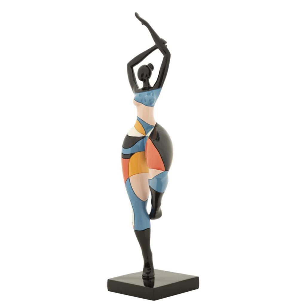 Scultura Donnina Dance Rubic B in resina multicolore