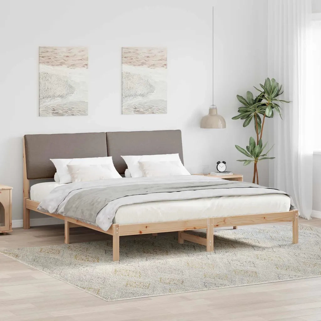 Struttura del Letto con testiera Marrone e taupe 200 x 200 cm
