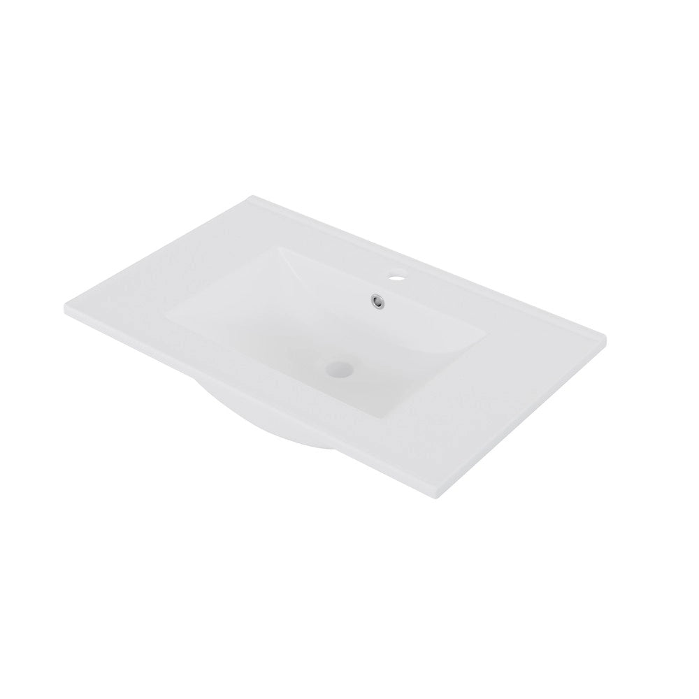 Mobile Bagno Sospeso con Lavabo Integrato e LED ¨C Xylo ¨C Bianco, 2 Cassetti, 76x46x51 cm