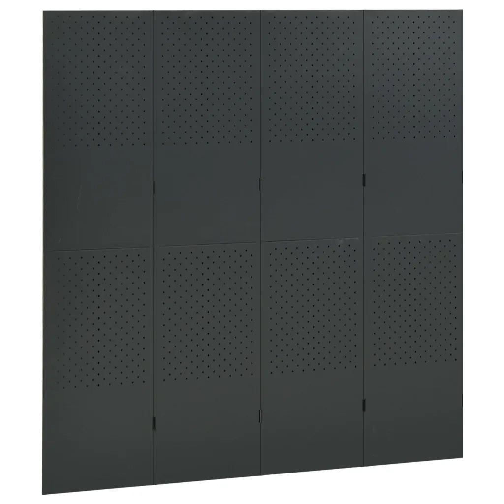Paravento a 4 Pannelli 2 pz Antracite 160x180 cm in Acciaio cod mxl 69519