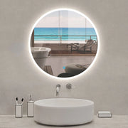Aica Specchio da bagno rotondo con LED 90 x 90 cm + antiappannamento + interruttore a sfioramento
