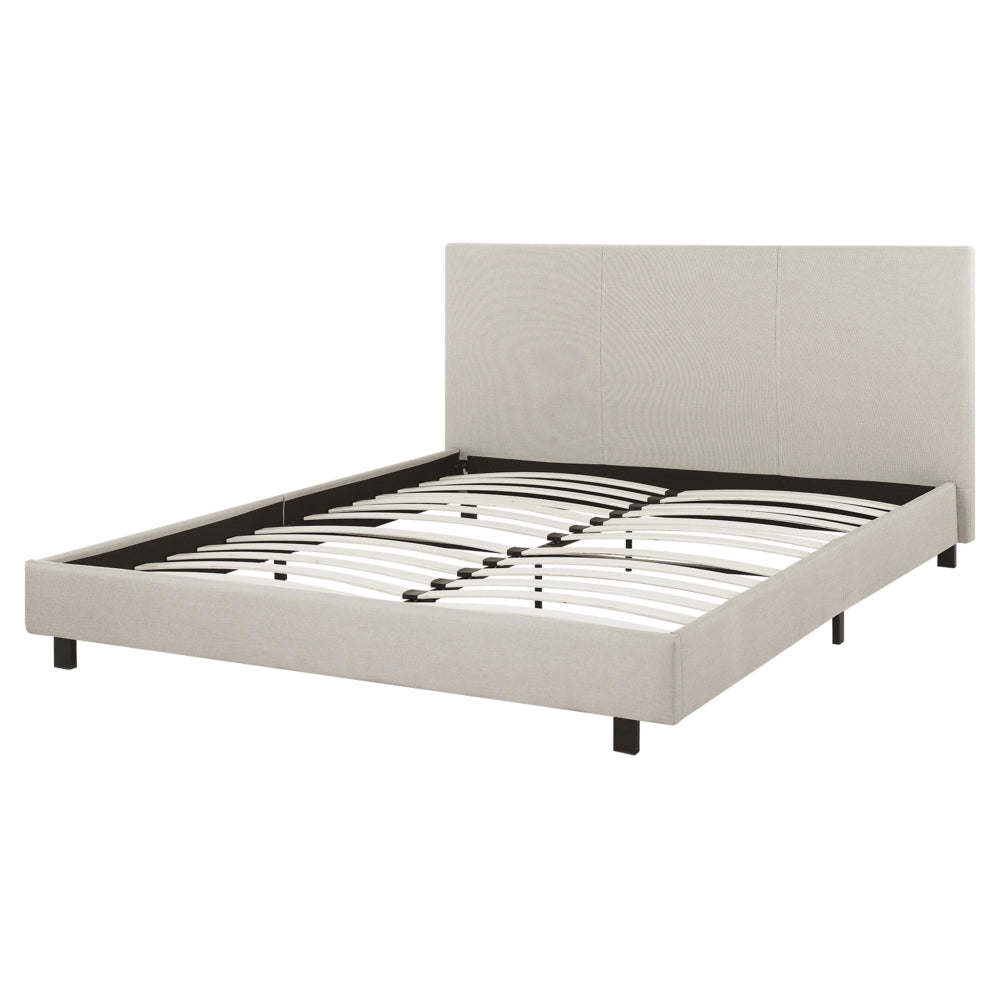 Letto a doghe Tessuto in poliestere beige imbottito 160 x 200 cm Design moderno