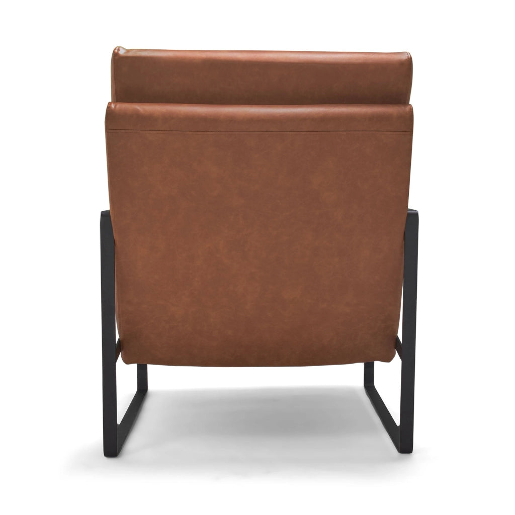 BRADFORD - Poltrona design retrò in leatherette cuoio