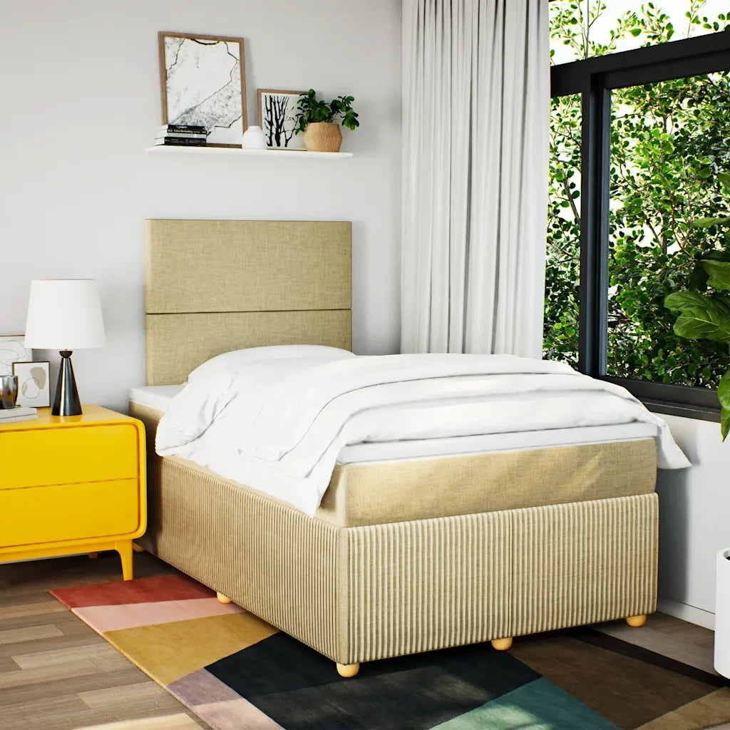 vidaXL Giroletto a Molle con Materasso Crema 120x200 cm in Tessuto