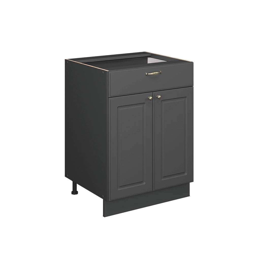 Vicco Mobiletto base per cucina Landhaus antrazit-oro 60 cm con cassetto, PL Marmo